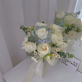 ❤VSE3❤新款高階森系新娘結婚手捧花小紅書領證同款清新玫瑰韓式模擬花束