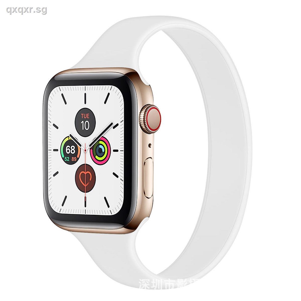 適用於apple Watch3第4代5代蘋果一體式純色收縮錶帶矽膠新款