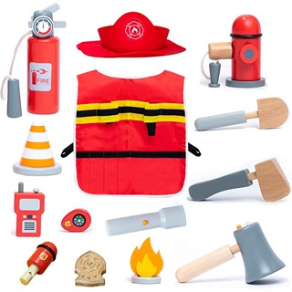 Familygongsi消防員學齡前兒童消防員兒童職業服裝角色扮演幼兒園玩具