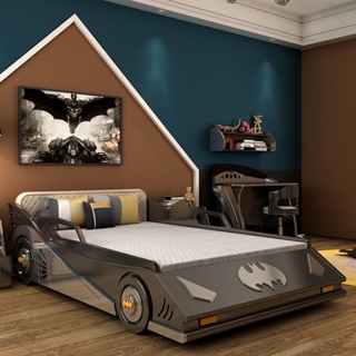 客製化兒童床 主題兒童床 卡通汽車床實木男孩兒童床兒童房家具青少年創意小床蝙蝠俠跑車床