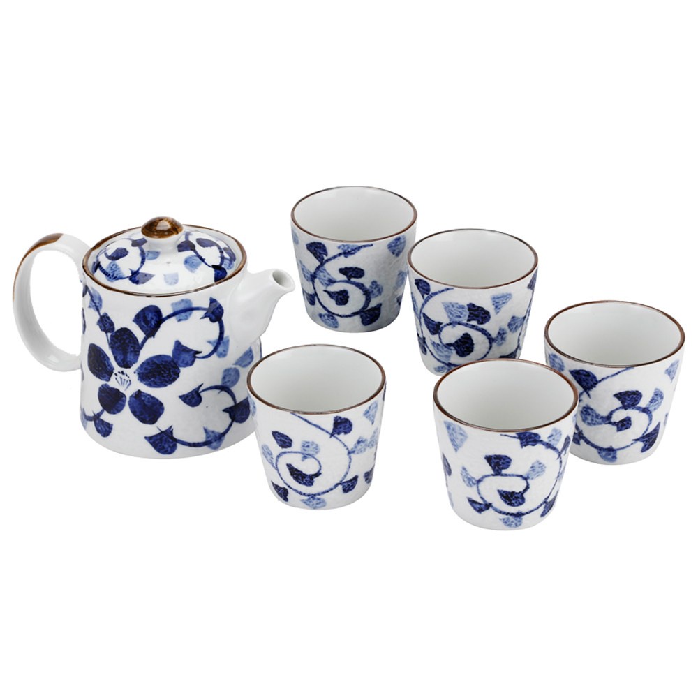 【HOLA】日式 瀨戶燒 一壺五杯茶具組 藍藤花