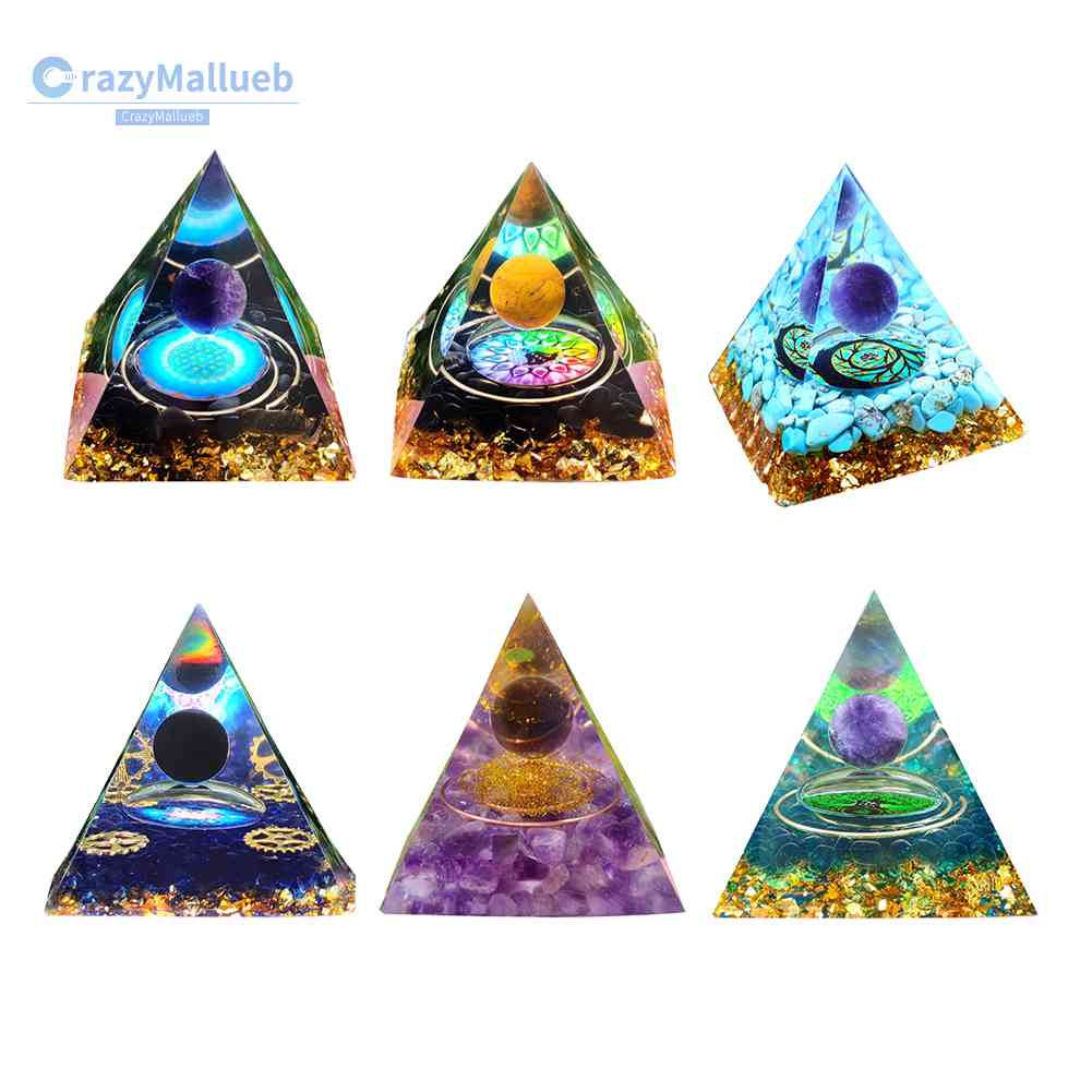 5cm 天然石 Orgonite 金字塔癒合水晶 Orgone 能量發生器