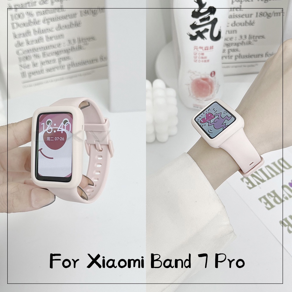 適用於 小米手環7 Pro 華為手環7 華為手環6 矽膠錶帶 +軟殼 Huawei band 7 6 錶帶 保護套