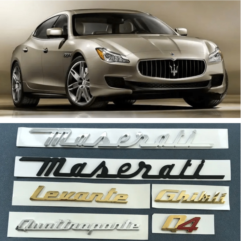 Maserati車標levante Quattnapante Granlusso Ghibli金色字母貼車尾Q4 GTS