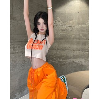 吊帶小背心女夏季美式復古甜辣妹字母無袖短版外穿內搭打底衫上衣