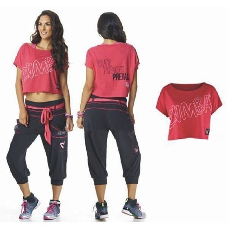 Zumba Wear新款女式瑜伽服健美操跑步服健身服短袖尊巴服T恤男士運動上衣ZB12