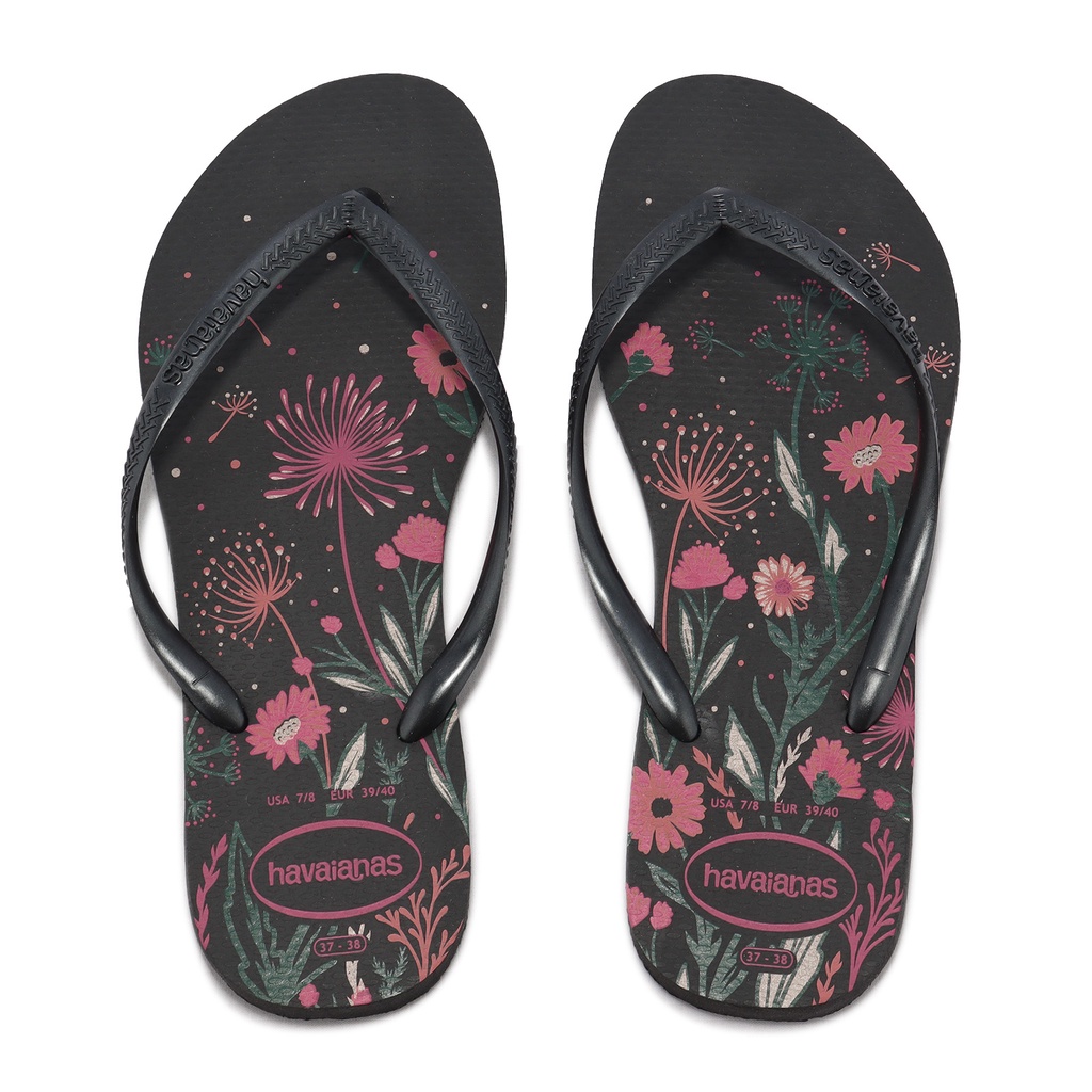 Havaianas 拖鞋 Slim Organic 黑 花卉 夾腳 細帶 巴西 哈瓦仕 ACS 41328231191W