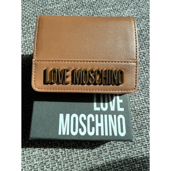 聊聊享優惠！出清大降價！全新 LOVE MOSCHINO 短夾 焦糖色 卡色 零錢包 扣式 皮夾