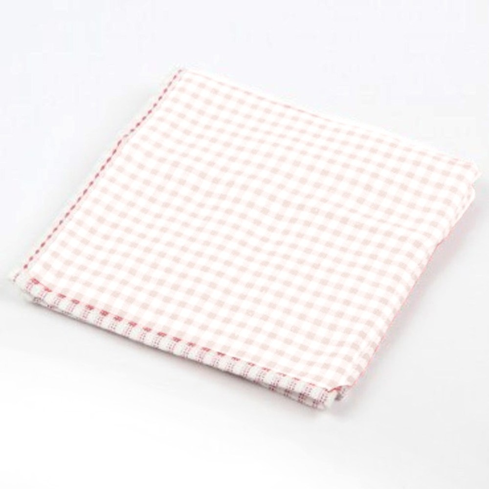 【HOLA】和風紗布格紋方巾(粉)34x35