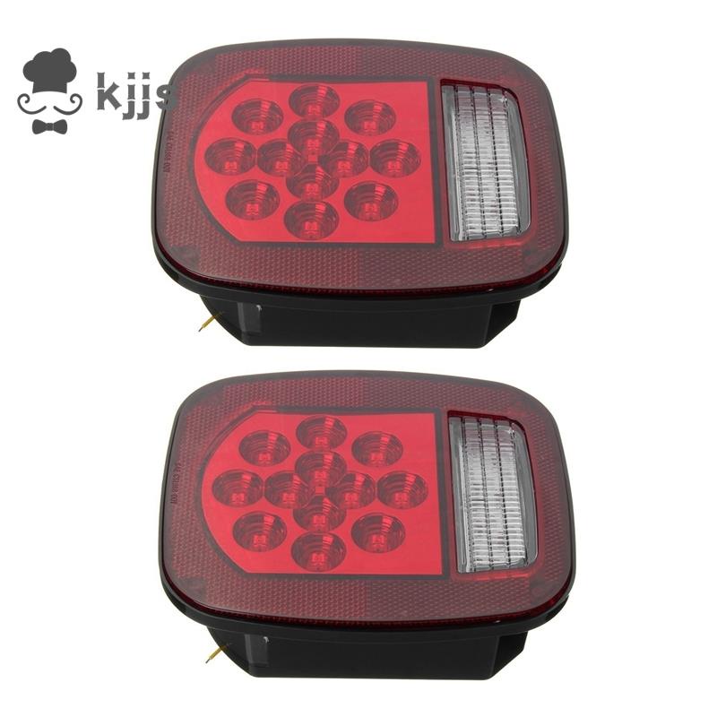 JEEP 2 件裝通用紅+白 39 LED 剎車轉向尾燈組合燈適用於吉普 TJ CJ YJ JK