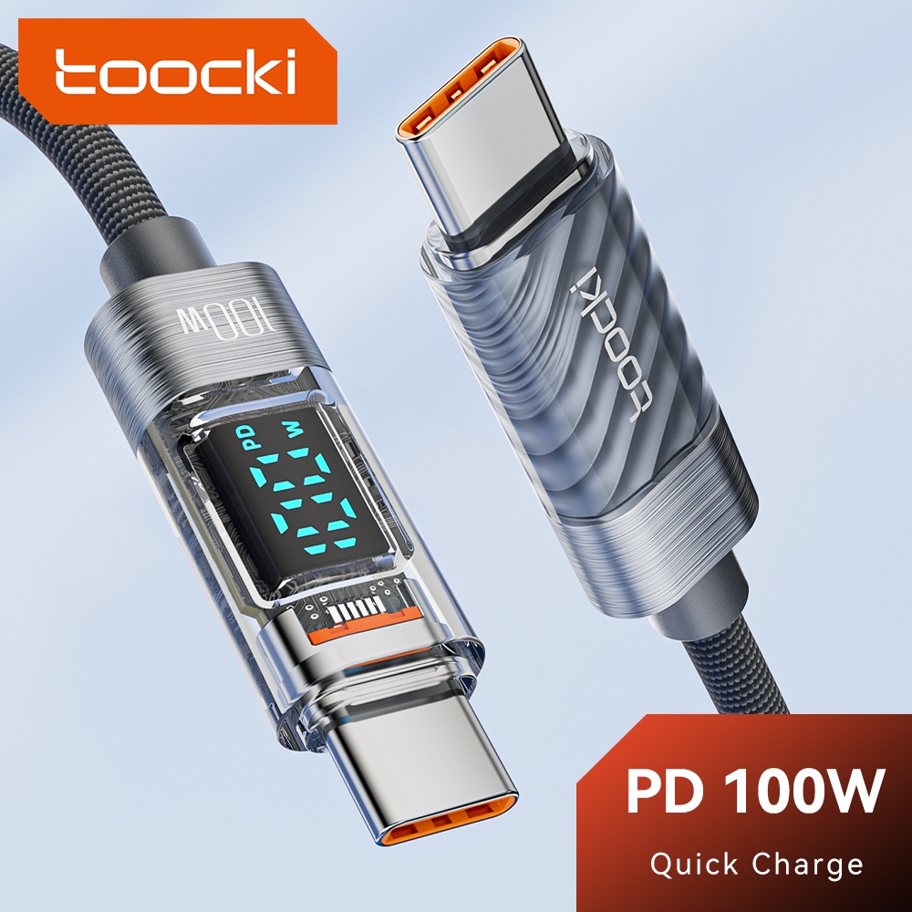 【時代電子 現貨速發】 Toocki 100W 透明 型轉 型電纜 PD 3.0 QC 4.0 快速充電器 轉 USB