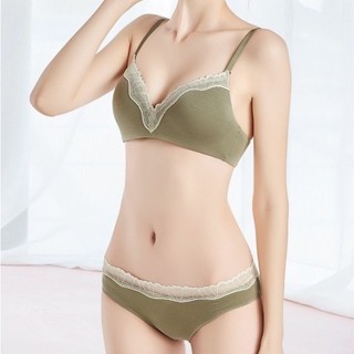 「MOJITO」一生所愛‧性感甜美蕾絲邊勾邊V領莫代爾舒適透氣均薄杯無鋼圈內衣+內褲組(4色選） S-L
