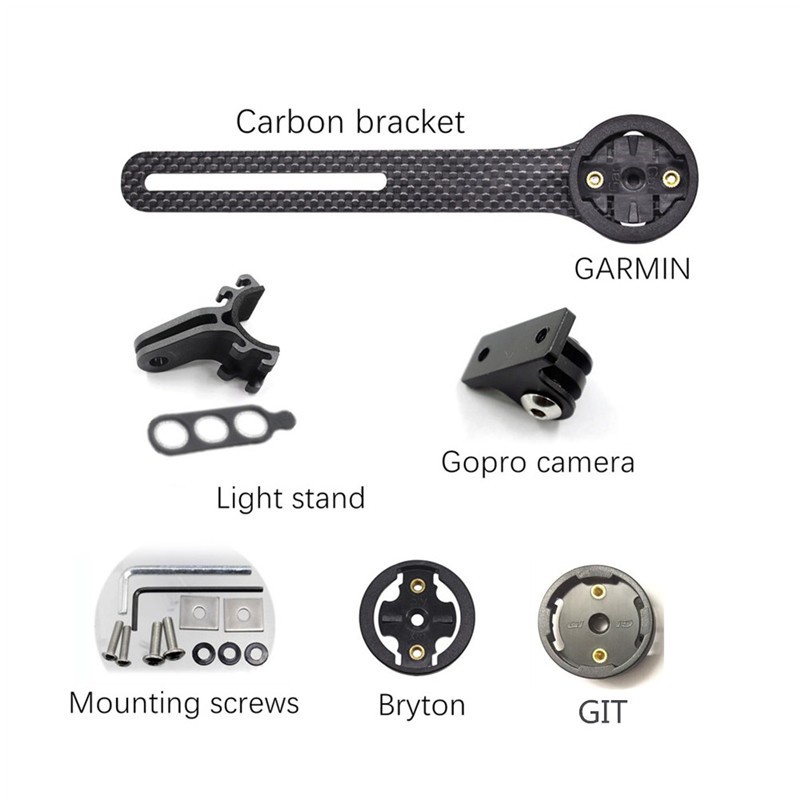 全新碳纖維自行車公路自行車自行車山地車電腦秒錶車速表安裝支架適用於 Garmin Cateye Bryton Gopro