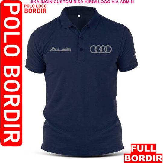 Polo刺繡奧迪運動賽車logo領t恤服裝衣服男士女士成人最新款mly POLO LOGO刺繡