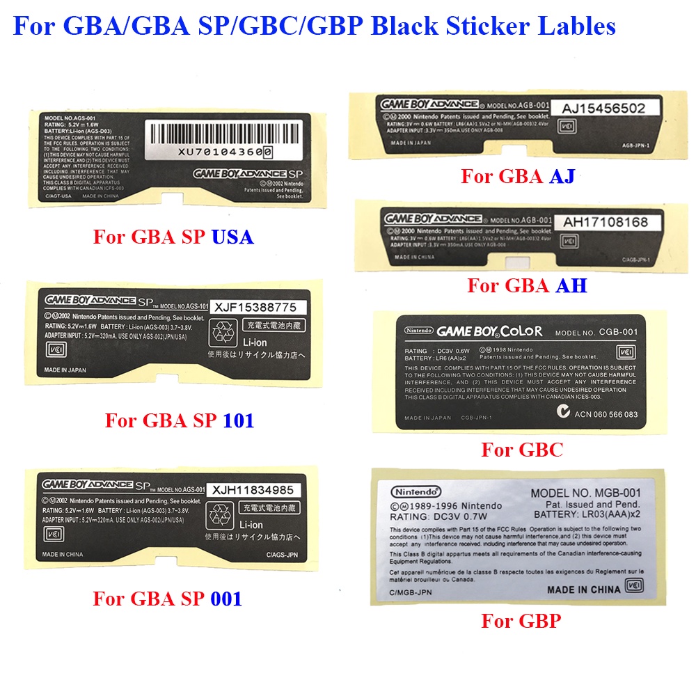 全新遊戲機黑色貼紙標籤適用於Gameboy Advance GBA/GBA SP/GBC/GBP背面貼紙