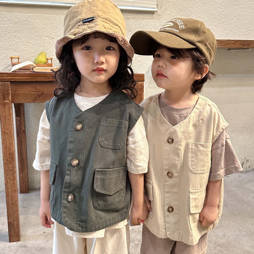 ☀️【小野童裝】韓國童裝兒童工裝馬甲男女童裝春秋季背心外穿新款寶寶馬夾外套