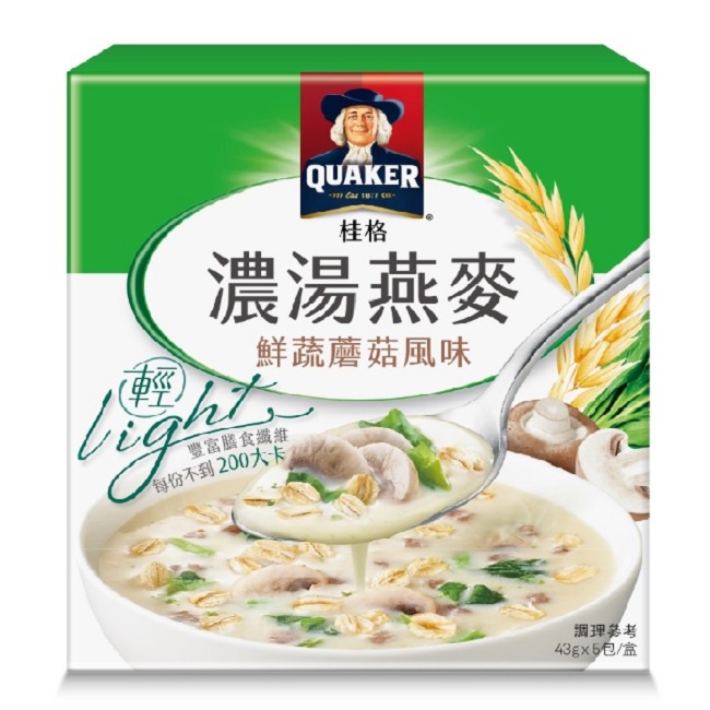QUAKER桂格 濃湯燕麥鮮蔬蘑菇風味風味43gx5包