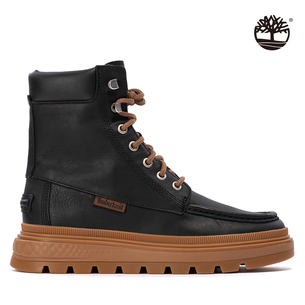 Timberland 女款黑色再生皮革Ray City Moc-Toe查卡靴|A5M3B015