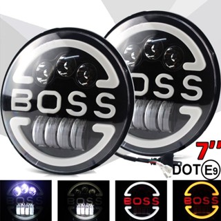 限時優惠 BOSS款哈雷大燈7寸圓型 適用於哈雷機車led車燈牧馬人大燈改裝