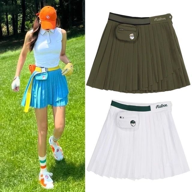 MALBON韓國高爾夫服裝女士短裙時尚減齡百褶裙小號球袋高爾夫球裙