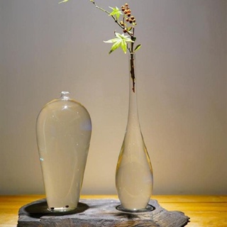 日式禪意花瓶透明玻璃檯面花瓶家居裝飾插花水培小花瓶