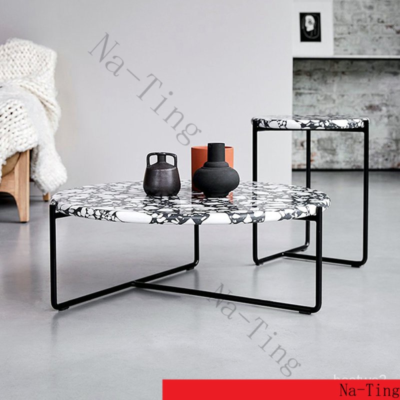 【Na-Ting】北欧极简创意水磨石茶几网红现代简约创意客厅设计师组合小圆桌子 eveO