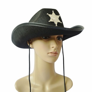 Dk Star Badge 女牛仔帽帶大簷下巴繩野營女牛仔帽防曬