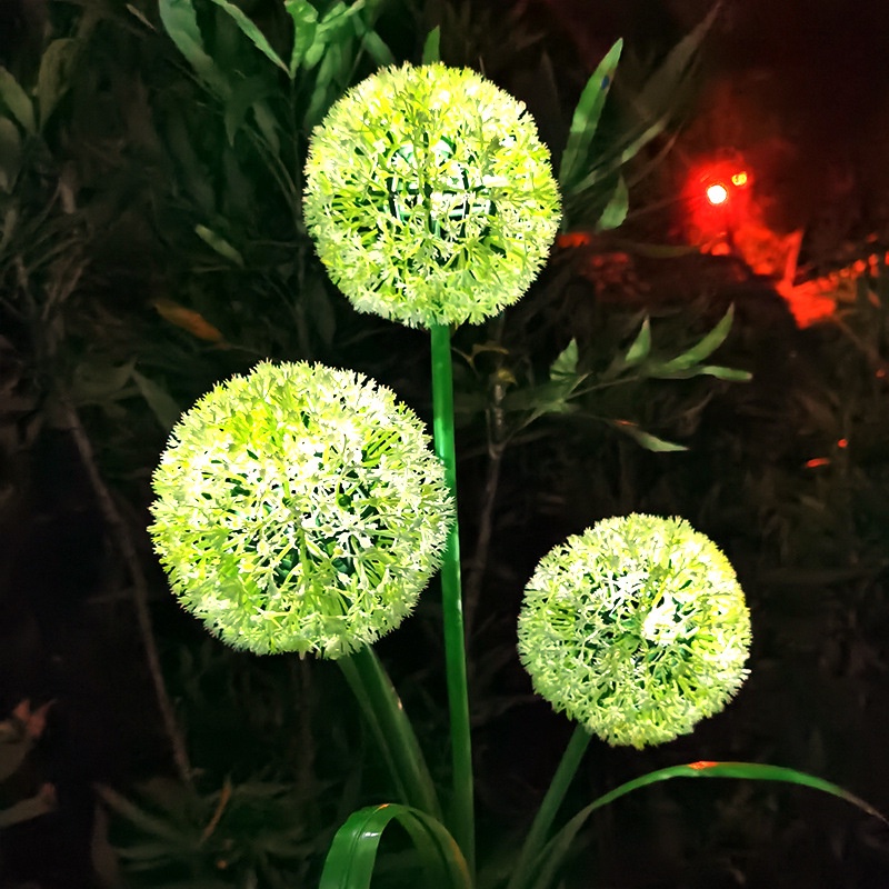 地插草坪燈 太陽能感應燈 太陽能燈蒲公英花球燈 景觀花 地插燈 太陽能草坪燈 3LED蔥球庭院仿真花燈