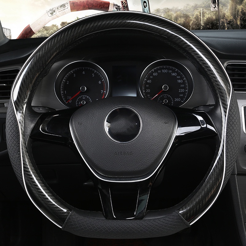 D 形汽車方向盤套適用於大眾夏朗帕薩特 Caddy Touran Tiguan 2015-2021 Teramont A
