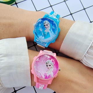 Frozen Princess Elsa Flip Spin 手錶,新款兒童手錶,指針夜光石英手錶