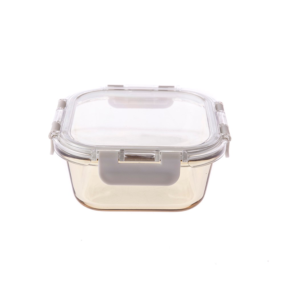 【HOLA】 安珀耐熱茶玻璃方形保鮮盒500ml