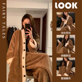 WW49可愛公主風睡衣珊瑚絨睡袍法蘭絨睡衣女毛絨睡衣裙造型睡衣女生法蘭絨家居服加厚月子絨毛睡衣可愛