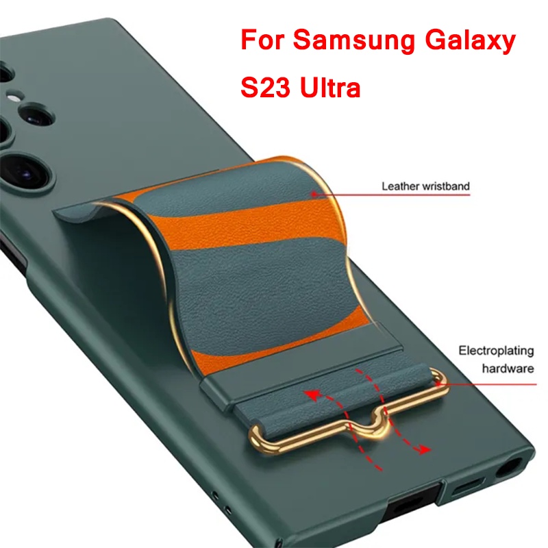 三星 Galaxy S23 Ultra 帶手帶手機殼超防震防摔支架超薄支架腕帶支架手機殼適用於三星 Galaxy S23