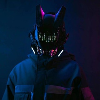 名創優品✨賽博朋克音樂律動面罩led表情手機可調,cosplay舞會網紅道具網紅爆款發光面具交換禮送男友生日禮物