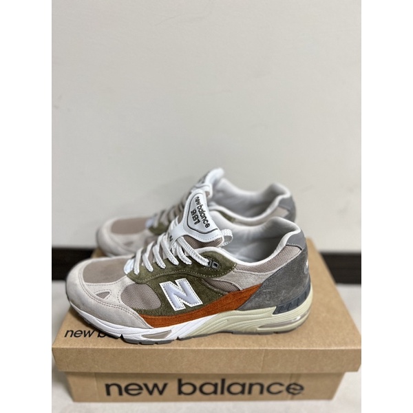 New Balance 二手 M991NGO MADE IN UK  大地暖灰 灰綠橘 麂皮 休閒鞋 英國製 US9.5