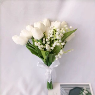 ❤VSE3❤新款新娘結婚手捧花仿真花手工混搭鬱金香小清新花束影樓拍照道具