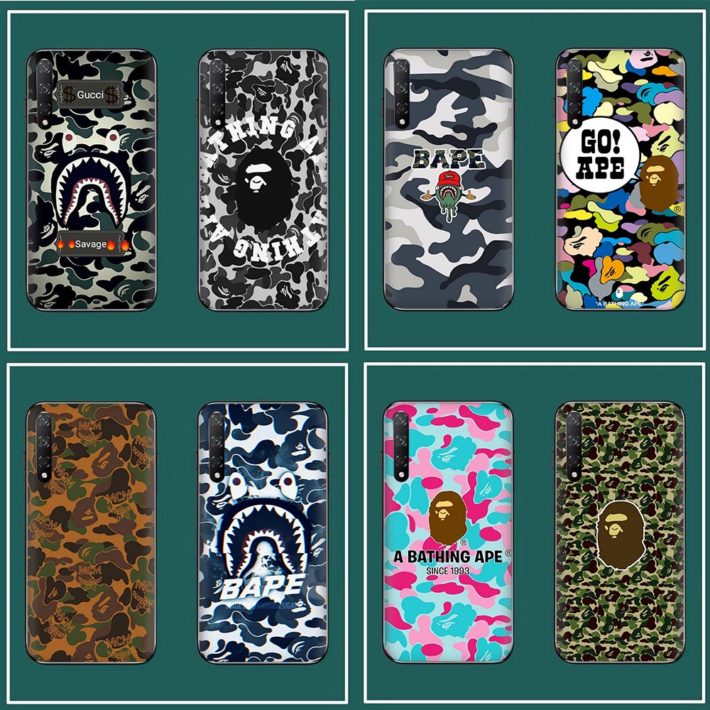 手機殼華為 Y7 Prime 2019 Y9 2019 Y9 Prime 2019 1VVW Bape 迷彩軟矽膠