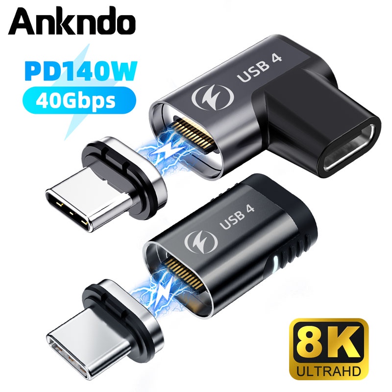 Ankndo 140W Type-c磁吸轉接頭PD 全功能磁吸轉接頭支持40GB傳輸8K視頻