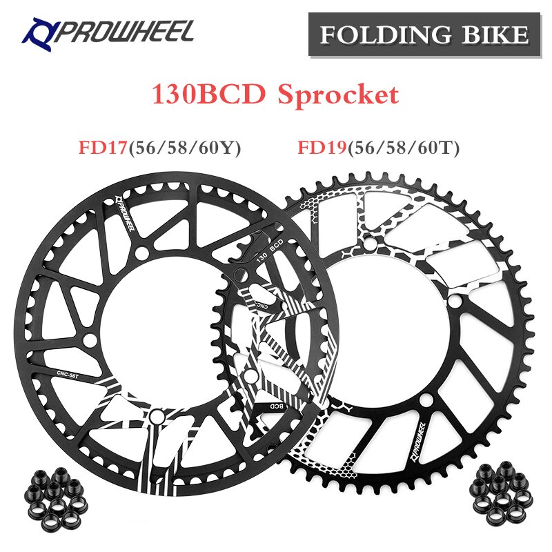 Prowheel 鏈輪 130BCD 折疊自行車鏈輪 56T 58T 60T 鏈輪 11 速鏈輪曲柄零件 BMX 鏈輪