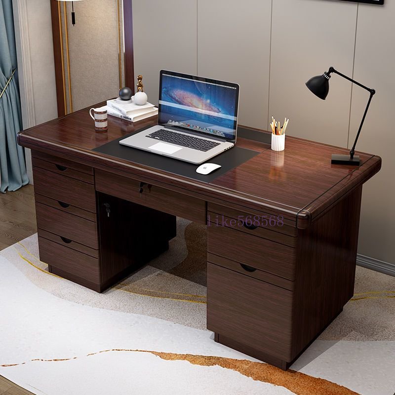 中式辦公桌子 家用寫字台 書桌 單人台式電腦桌 帶抽屜 辦公室 員工商用 辦公桌 桌子