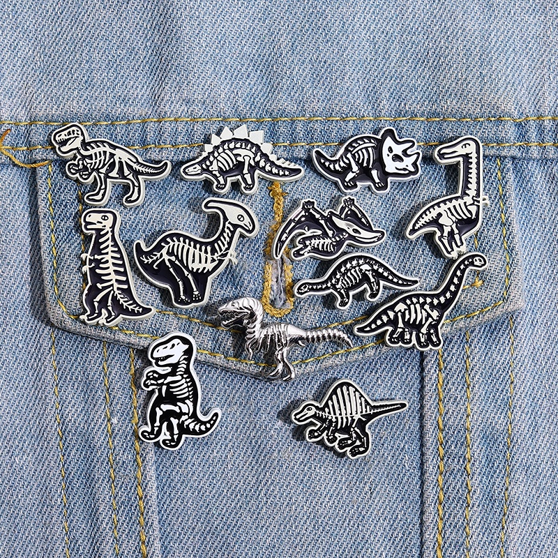 12 款創意卡通恐龍翻領胸針動物琺瑯別針設計感背包徽章配飾首飾收藏送給朋友的禮物