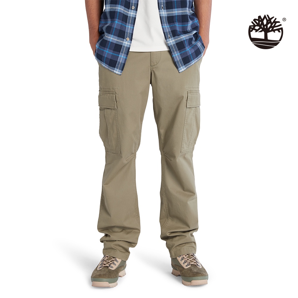Timberland 男款灰綠色有機棉多口袋戶外工裝長褲|A2CZH590