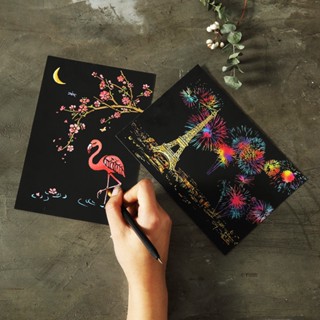 【一套四入】刮畫明信片 城市夜景刮刮畫 炫彩刮畫套裝 創意生日禮物 成人舒壓美術用品