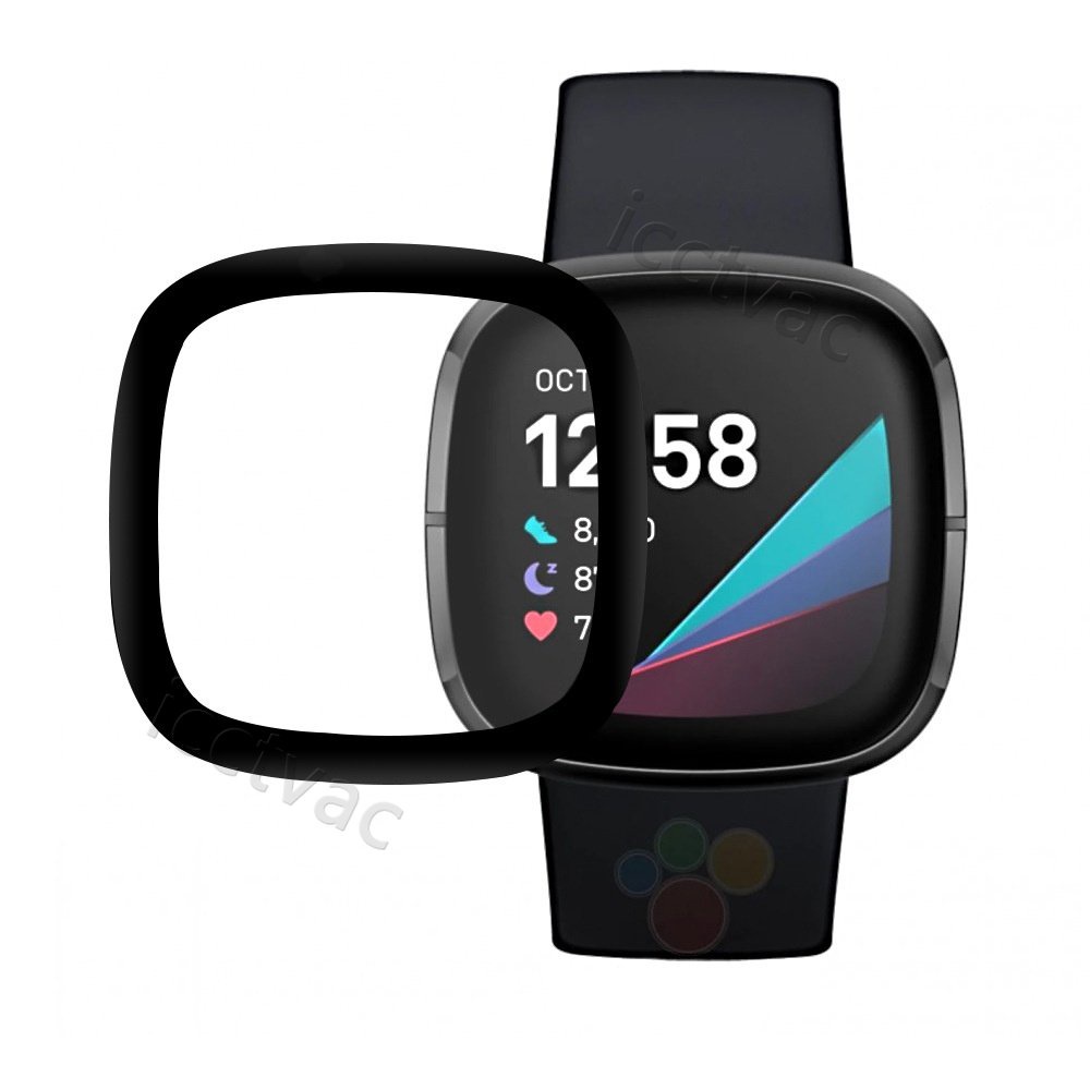 2片裝 適用於Fitbit Versa 3/sense手錶屏幕保護膜 Versa2複合材料3D曲面全屏軟鋼化膜保護貼膜