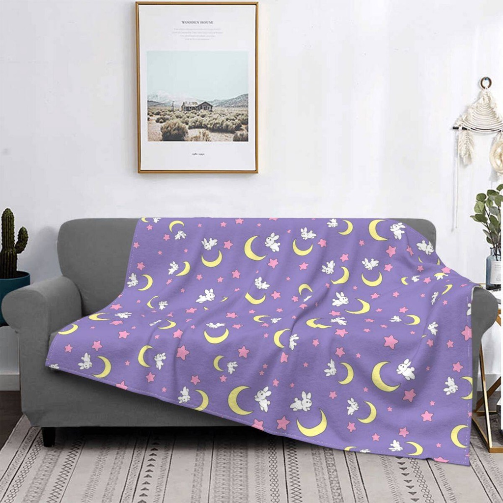 SAILOR MOON 沙發裝飾美少女戰士兔月亮毯驚喜女孩兒童超蓬鬆超細纖維毯子(一種尺寸:60 x 50 英寸)