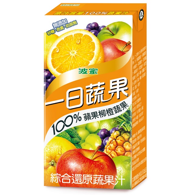 波蜜 一日蔬果100%蘋果柳橙蔬果汁 160ml x 6【家樂福】