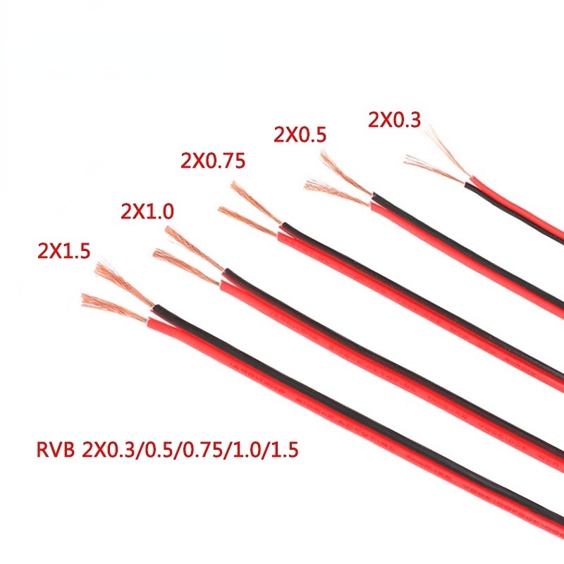 Rvb 電纜電氣銅橡膠 15AWG 17AWG 18AWG 20AWG 22AWG LED 線紅色黑色 2Pin 絕緣延