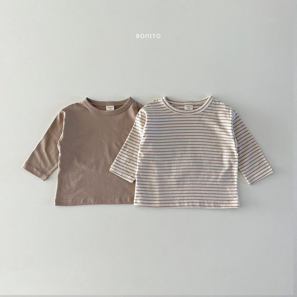 ᵔᴥᵔ♡樂·Love♡現貨 正韓童裝Bonito 春裝 素面+條紋上衣兩件組(兩色)12m~XL