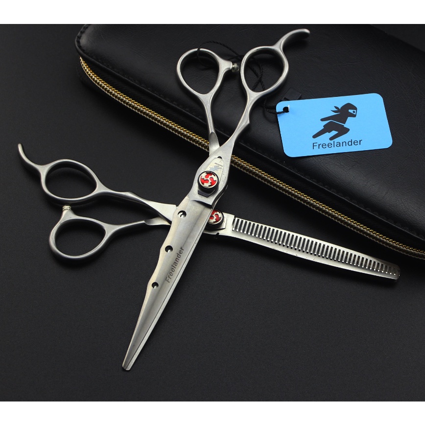 7英寸左手理髮剪刀，440C不鏽鋼平剪  牙剪  沙龍美髮工具