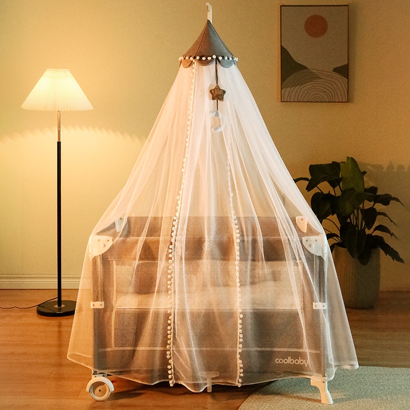 ✨免運熱賣✨coolbaby嬰兒床蚊帳帶支架家用可升降兒童通用寶寶防蚊罩遮光公主